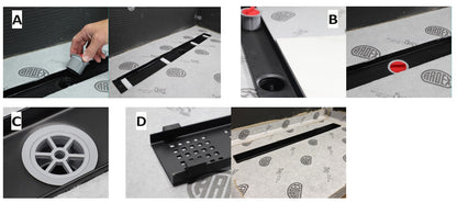 36 Inch Tile Insert Linear Drains, ARDEX TLT Linear Drains for Mud Bed Installations