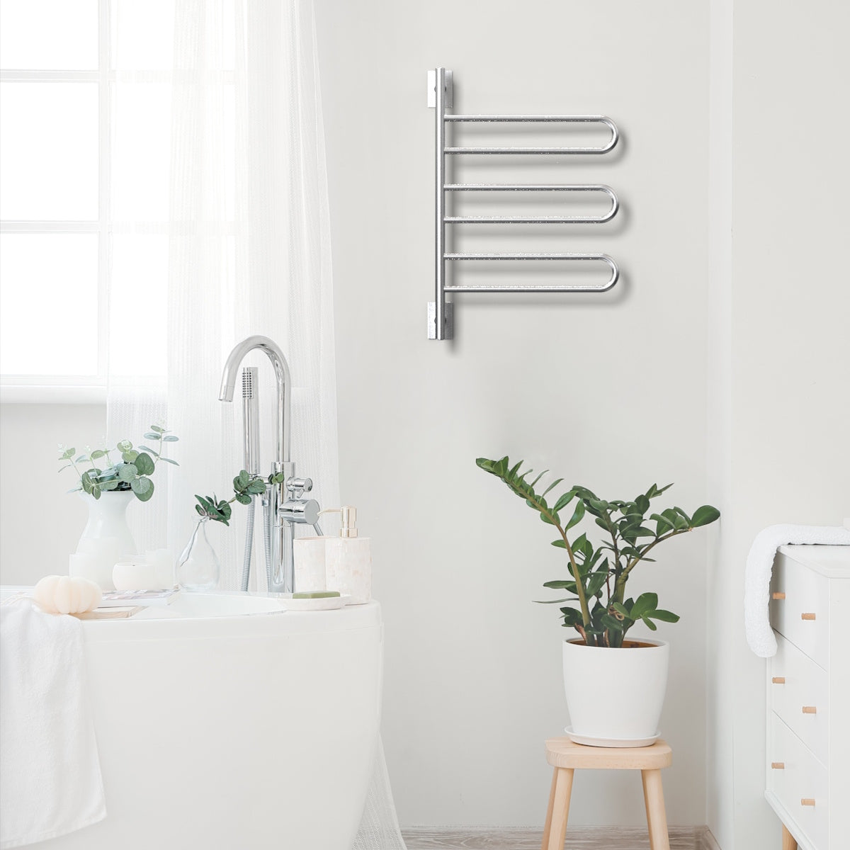 Amba Swivel SL3 Heated Towel Rack – Rotating Bars Towel Warmer, Plug-In/Hardwired Combo