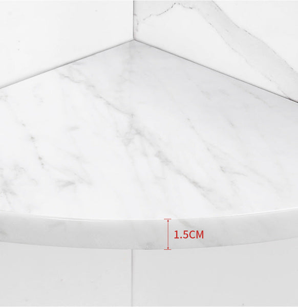 White Marble Wall-Mounted Rounded Shower Shelf