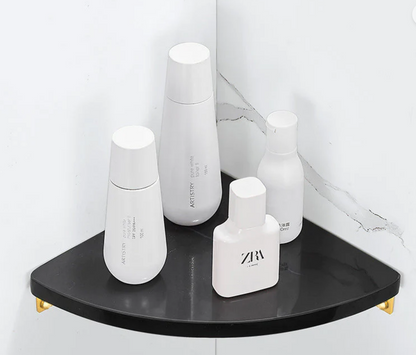 Black Marble Wall-Mounted Rounded Shower Shelf