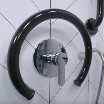 Round Curved Shower Grab Rails, Ponte Giulio Maxima Round Grab Bars in White