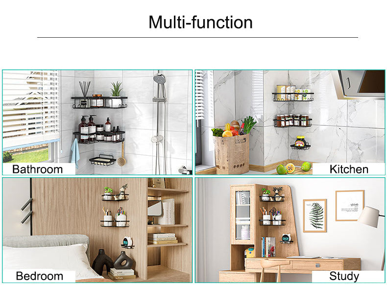 Black Shower Caddy, Triangular Bathroom Shelves, 3-Set Corner Shower Caddy