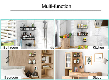 Black Shower Caddy, Triangular Bathroom Shelves, 3-Set Corner Shower Caddy