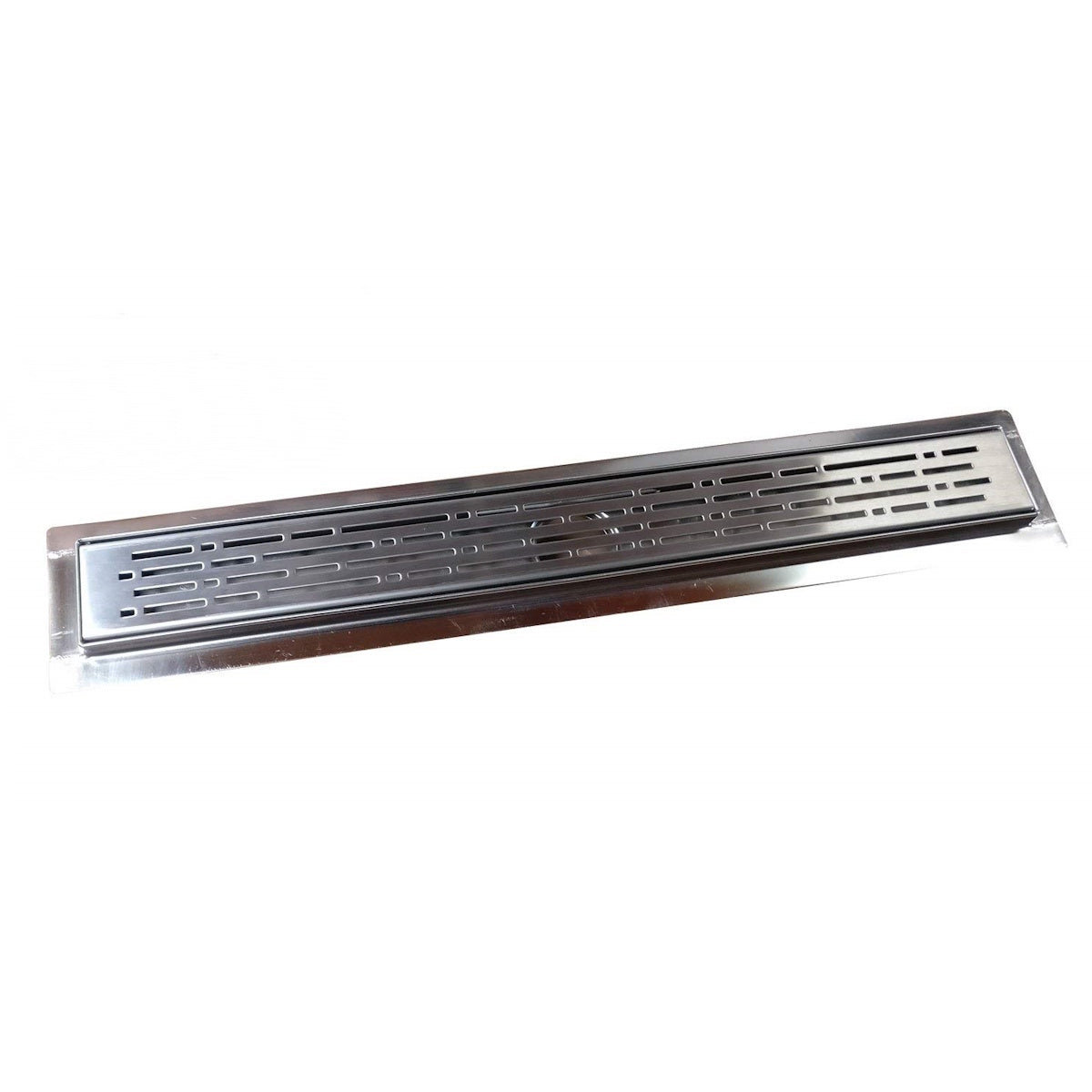 SereneDrains Linear Shower Drain, Polished Chrome, Broken Lane Design