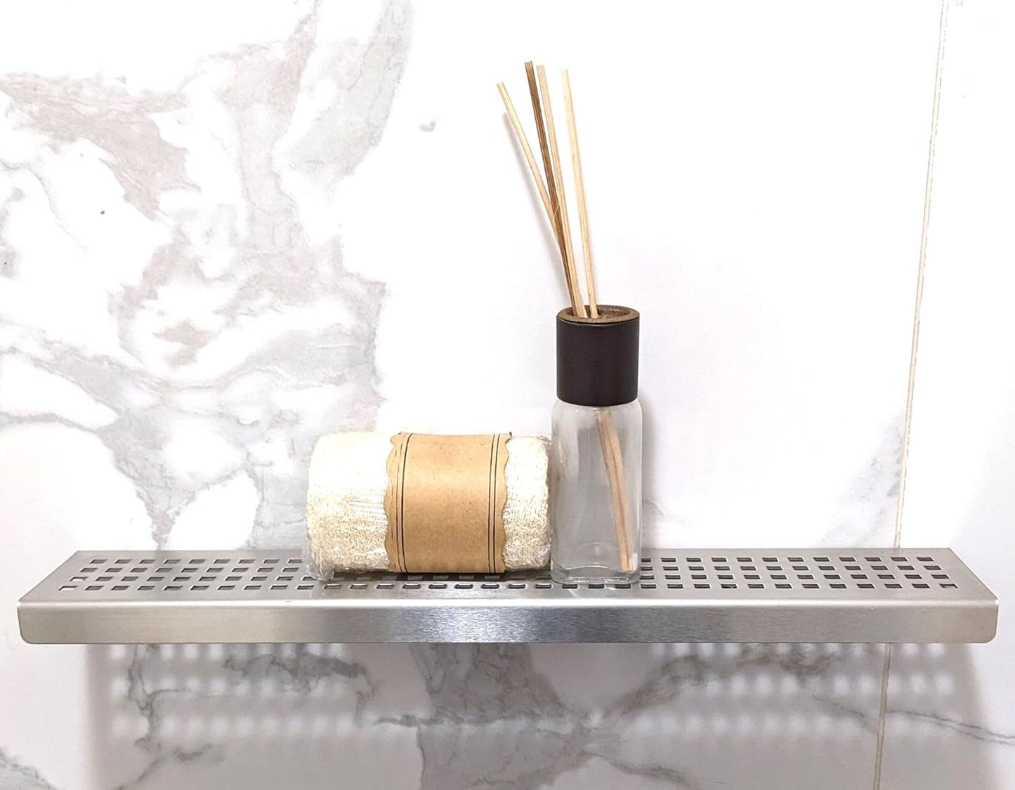 24 Inch Brushed Stainless Steel Wall-Mounted Large Shower Shelf