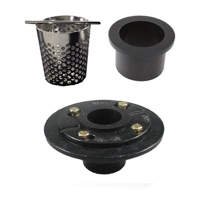 5 Inch Brushed Square Tile in Drain with Hair Trap and Drain Flange Kit