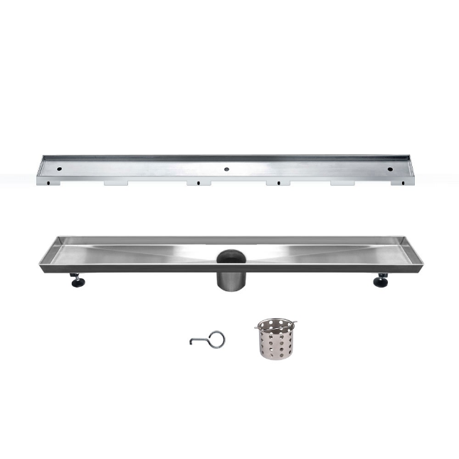 32 Inch Tile Insert Linear Drain with Adjustable Leveling Feet