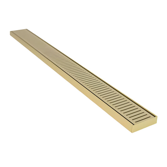 Gold Side Outlet Linear Shower Drain, Lauxes Grates Custom Length Drains