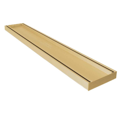 Custom Linear Shower Drain, Slimline Tile Insert Gold Top