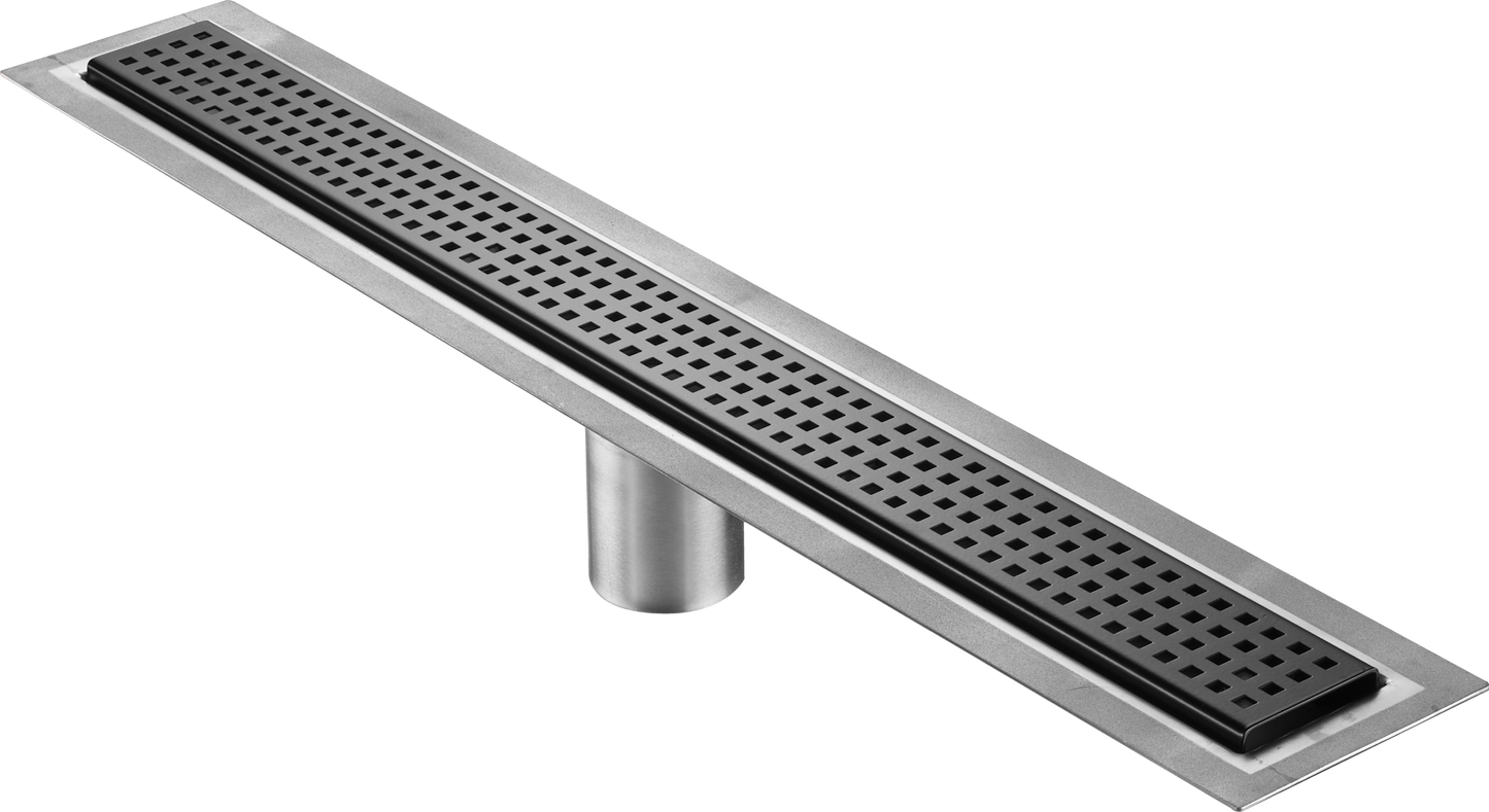 Black Linear Shower Drain Square Design, Drains Unlimited