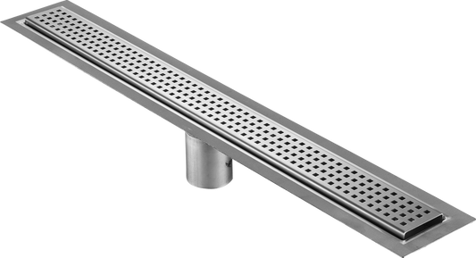 Linear Drain Square Design Brushed Stainless Steel, Drains Unlimited