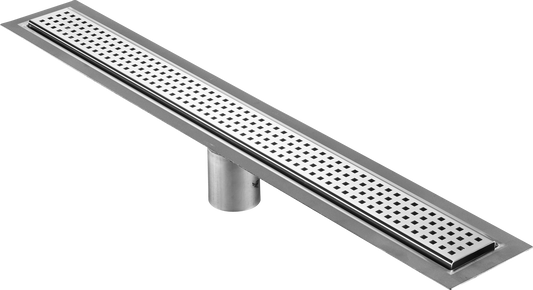 Linear Drain Square Design Polished Stainless Steel, Drains Unlimited