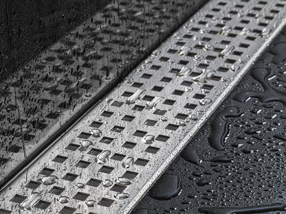 Linear Drain Square Design Brushed Stainless Steel, Drains Unlimited
