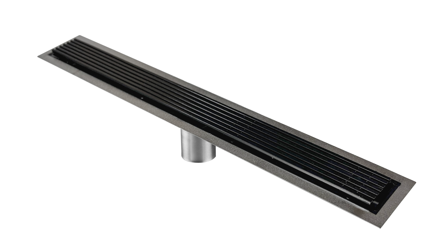 Black Linear Shower Drain Wedge Wire Design, Drains Unlimited
