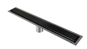 Black Linear Shower Drain Wedge Wire Design, Drains Unlimited