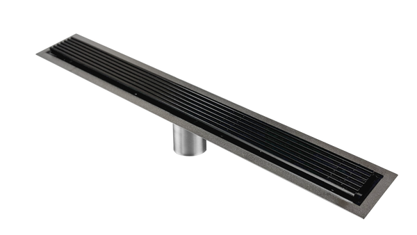 Black Linear Shower Drain Wedge Wire Design, Drains Unlimited