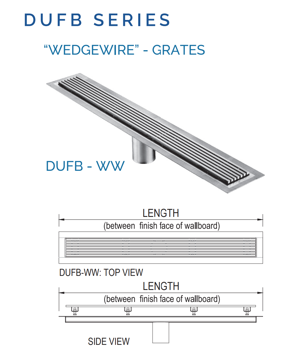 Linear Drain Wedge-wire Brushed Stainless Steel, Drains Unlimited