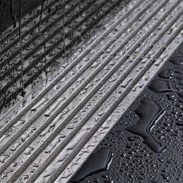 Wall Linear Drain, Polished Wedgewire Design with Backwall Flange, Drains Unlimited