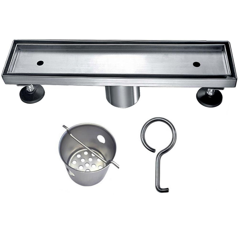 12 Inch Tile Insert Linear Drain with Adjustable Leveling Feet