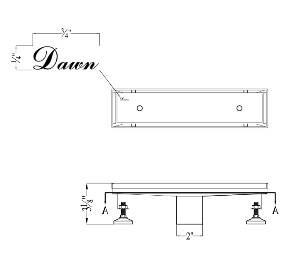 12 Inch Tile Insert Linear Drain with Adjustable Leveling Feet