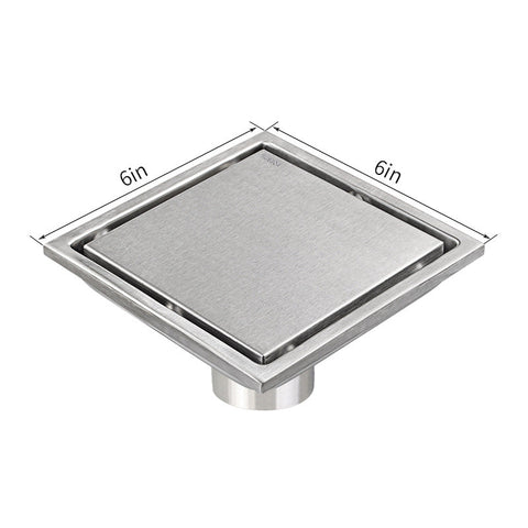 Silver Stainless Steel 4 Inch and 6 Inch Shower Drains, Concealed Flange Design
