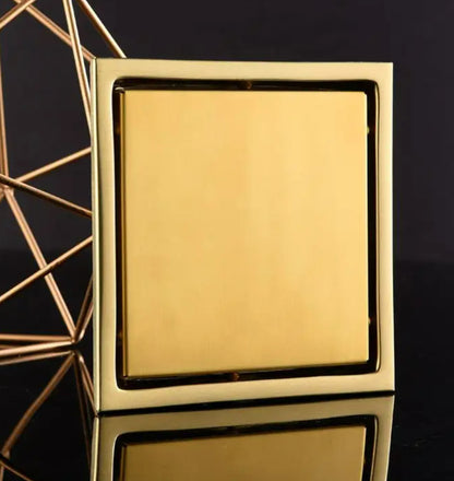 Gold Stainless Steel 4 Inch and 6 Inch Shower Drains, Concealed Flange Design