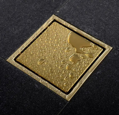 Gold Stainless Steel 4 Inch and 6 Inch Shower Drains, Concealed Flange Design