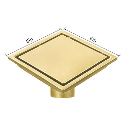 Gold Stainless Steel 4 Inch and 6 Inch Shower Drains, Concealed Flange Design