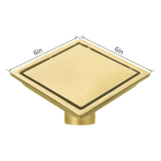 Gold Stainless Steel 4 Inch and 6 Inch Shower Drains, Concealed Flange Design