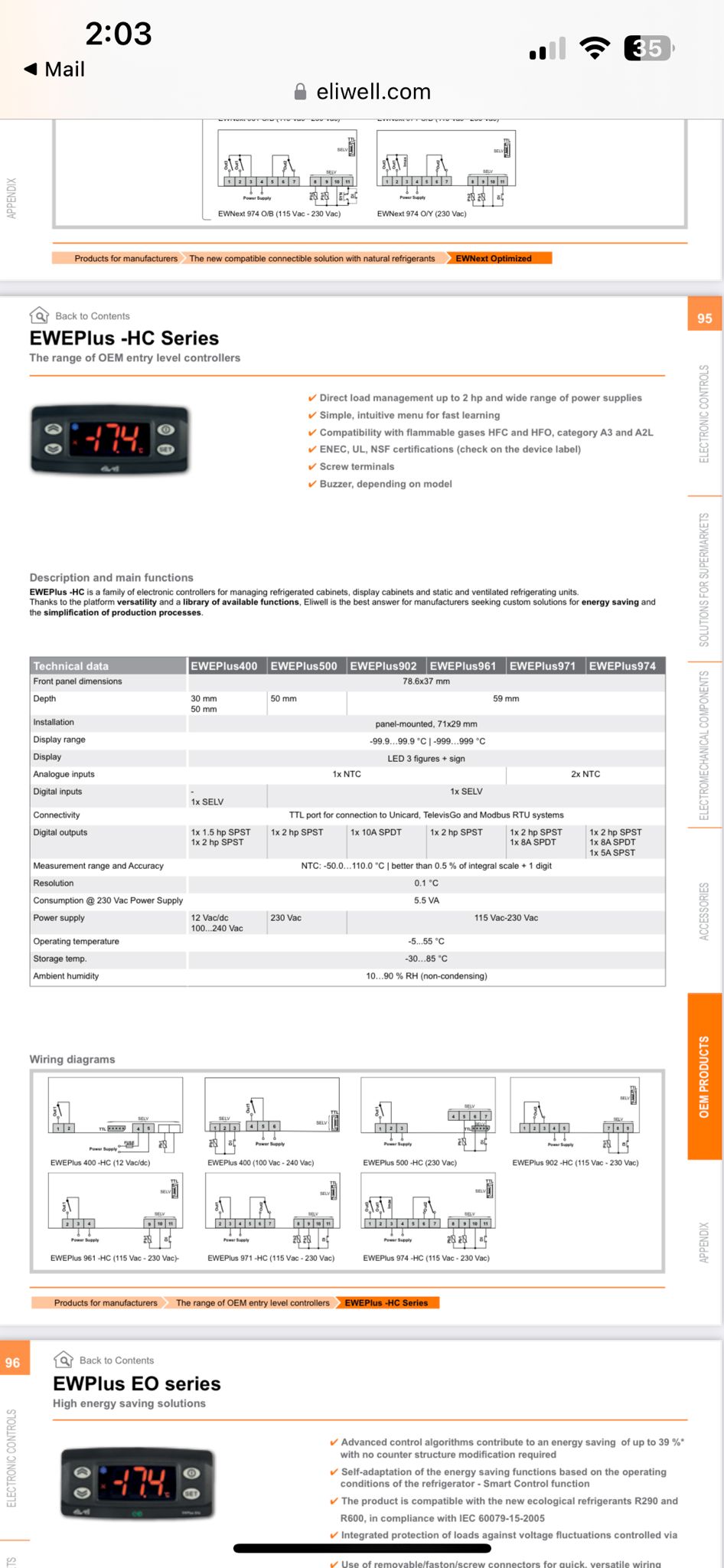 Eliwell EWPlus Digital Temperature Controller