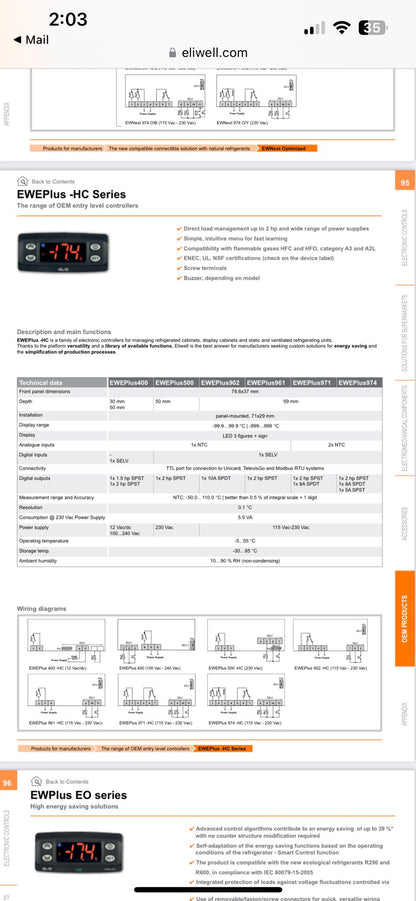 Eliwell EWPlus Digital Temperature Controller