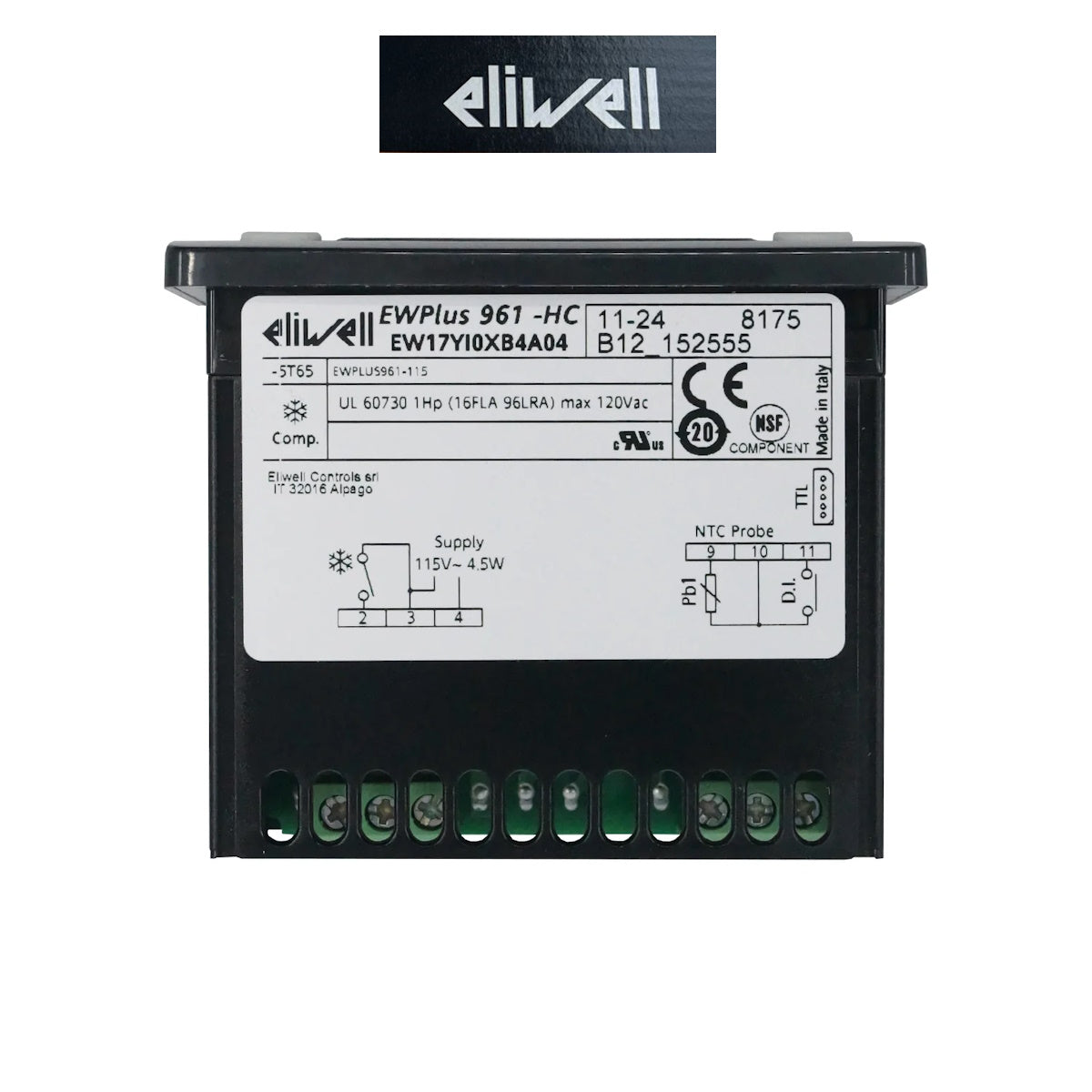 Eliwell EWPlus 961 Controller 230V with 1 NTC Sensor for Cooler