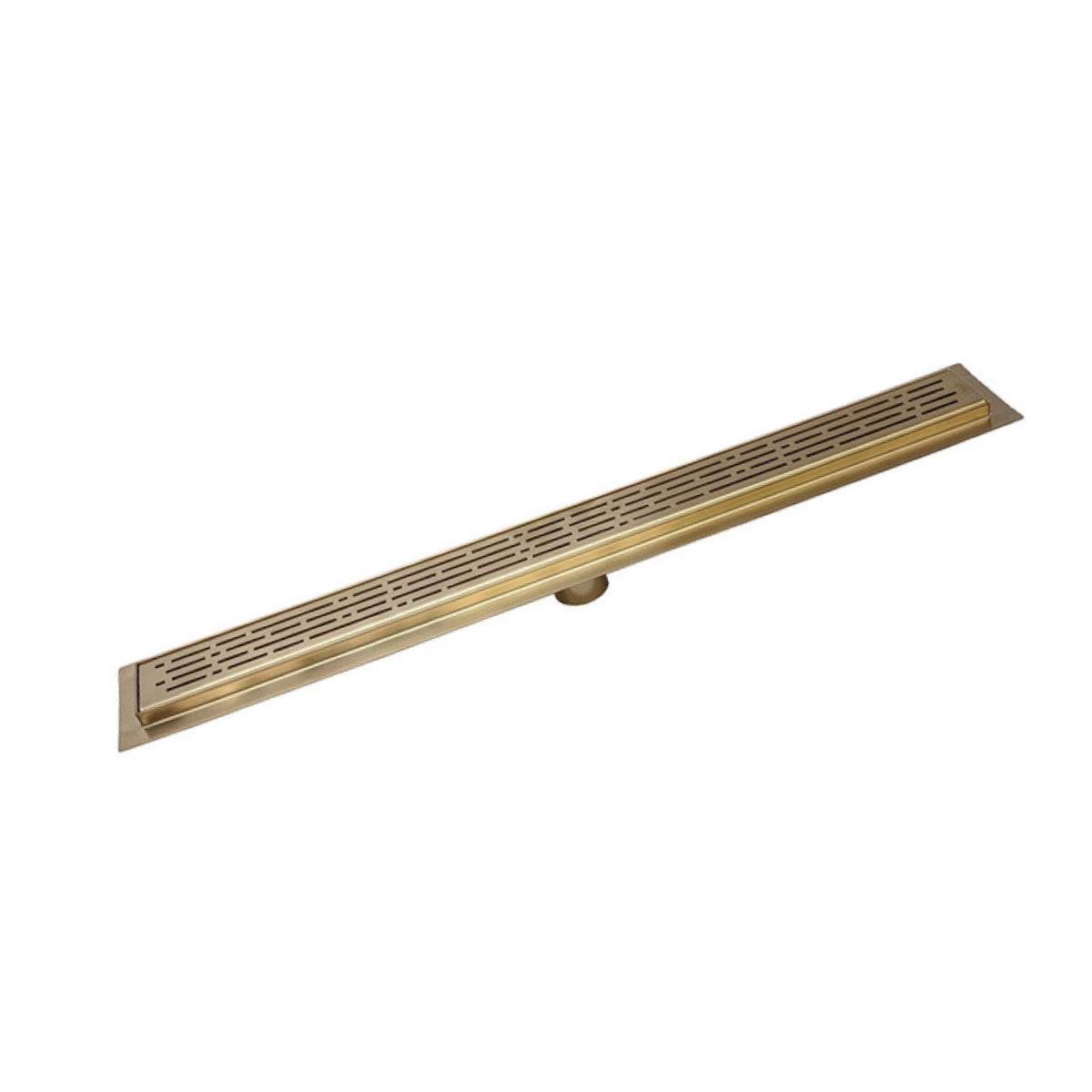 Gold Linear Shower Drain, Designer Linear Drain in Broken Lane Design