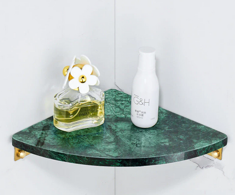 Green Marble Wall-Mounted Rounded Shower Shelf