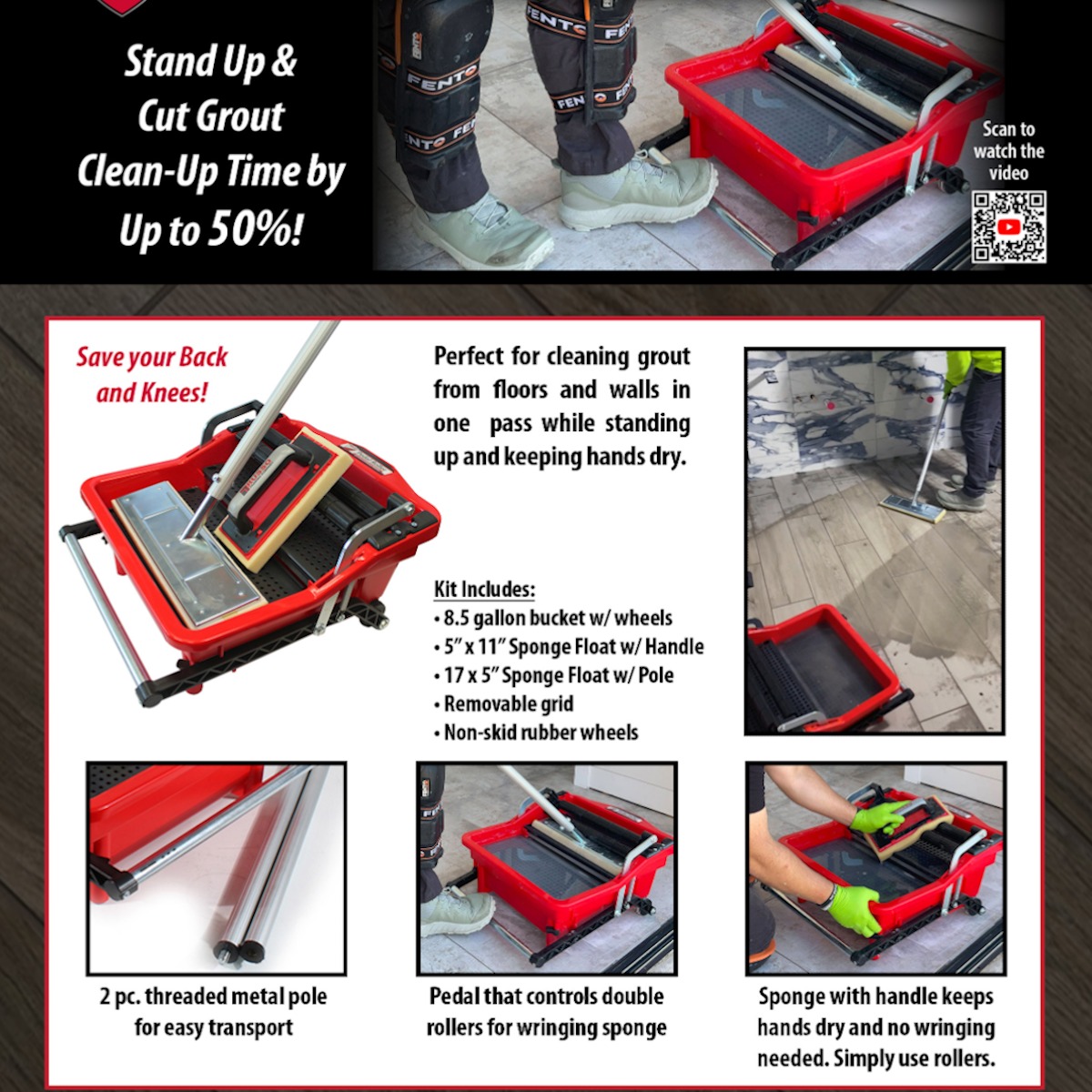 Pedal Roller Commercial Grout Station