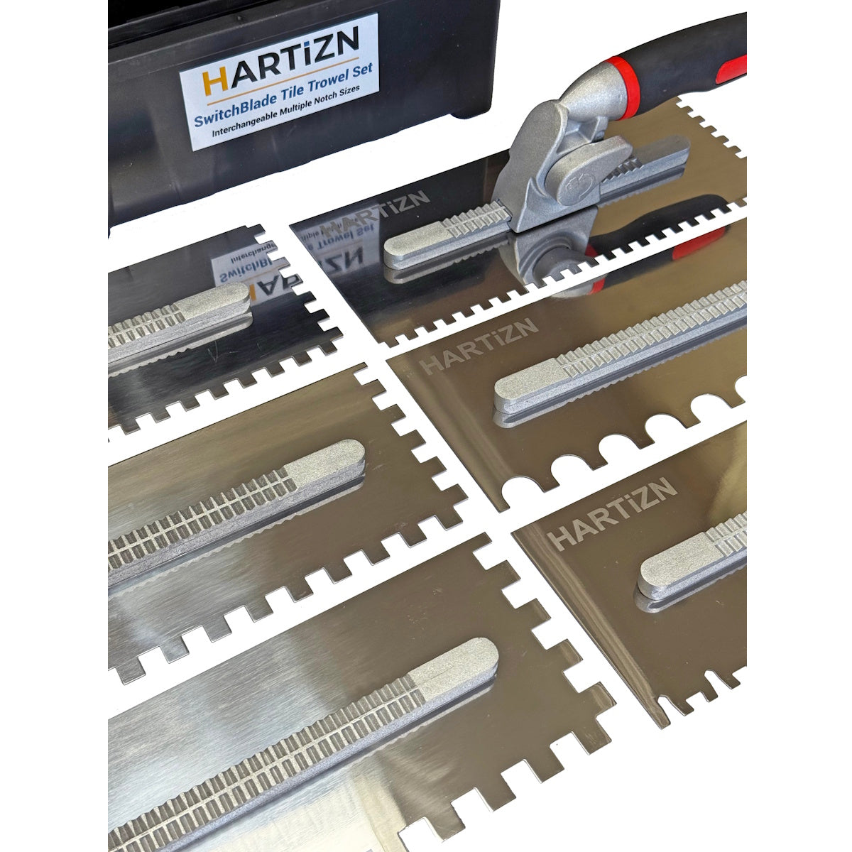 Hartizn Tile Plastering Trowel Kit with 6 Interchangeable Notched Blades
