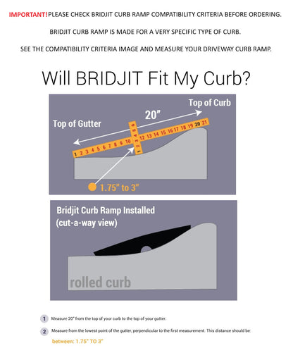 Bridjit Rubber Driveway Ramp | 5-Piece 20-Foot Driveway Curb Ramp for Low Cars