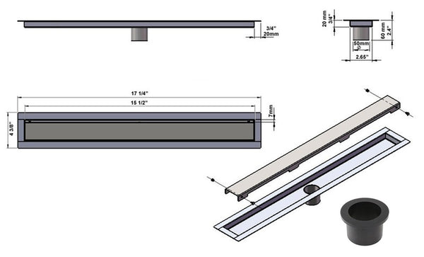 Invisible Linear Shower Drain, Sleek Infinity Linear Drain