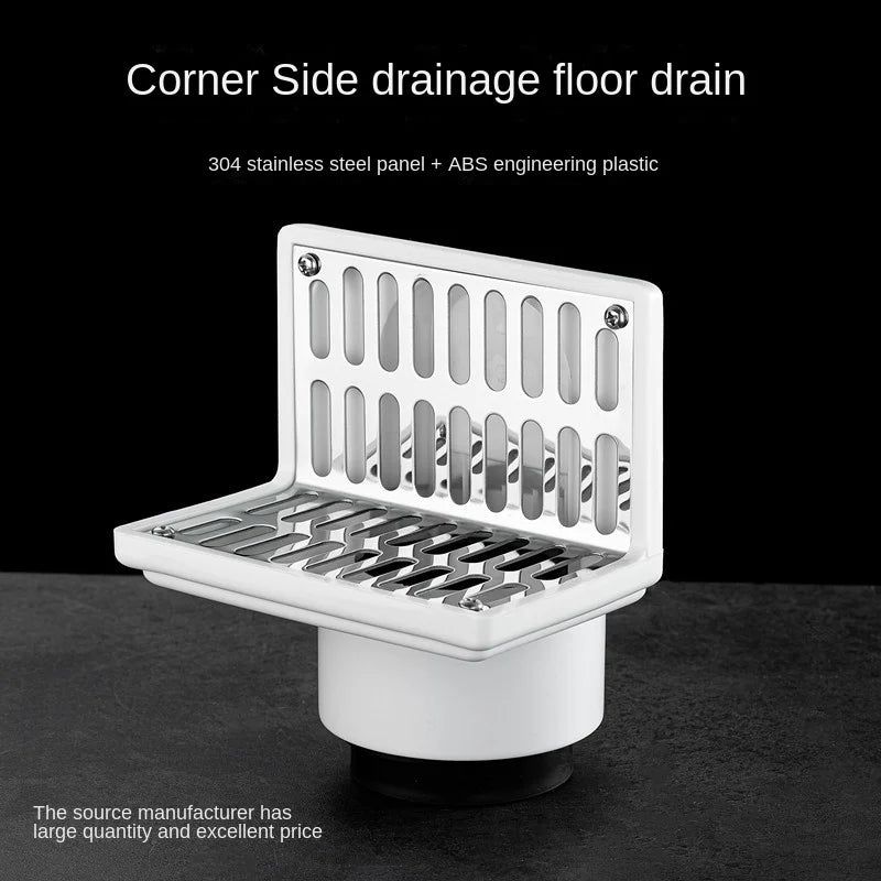 Wall Side Floor Drain, L Shape Side Outlet Horizontal Drainage, Wall Floor Drain
