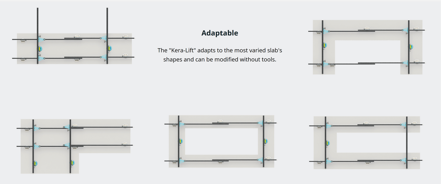 Large Format Tile Lifter, Sigma 1A5 Kera Tile Lifter 134" x 63" (6 Handle Suction Cups)
