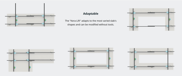 Large Format Tile Lifter, 1A4 Sigma Kera Tile Lifter 134 in x 63in 2 Vacuum Cups, 6 Handle Suction Cups