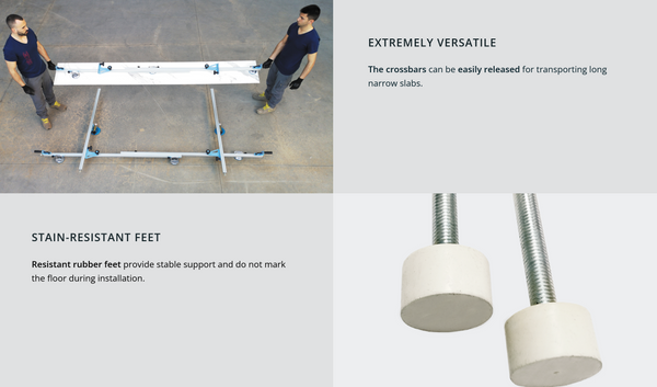 Large Format Tile Lifter, 1A4 Sigma Kera Tile Lifter 134 in x 63in 2 Vacuum Cups, 6 Handle Suction Cups