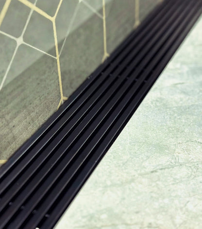 Black Linear Shower Drain Wedge Wire Design, Drains Unlimited