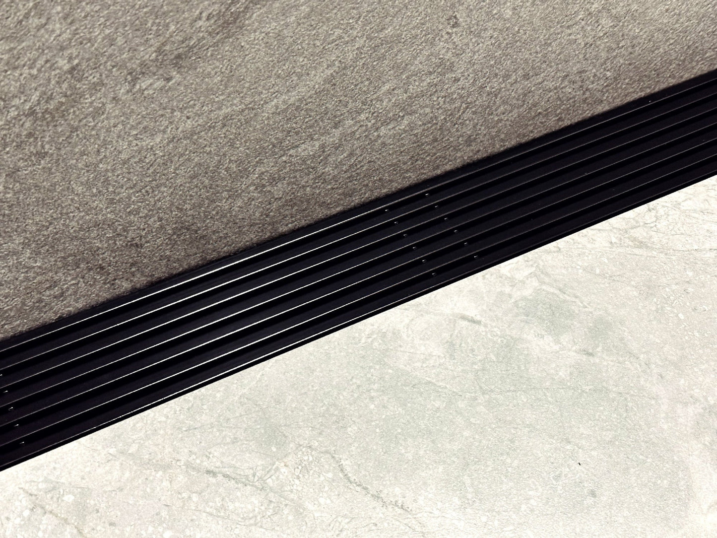 Black Linear Shower Drain Wedge Wire Design, Drains Unlimited
