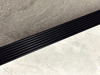 Black Linear Shower Drain Wedge Wire Design, Drains Unlimited
