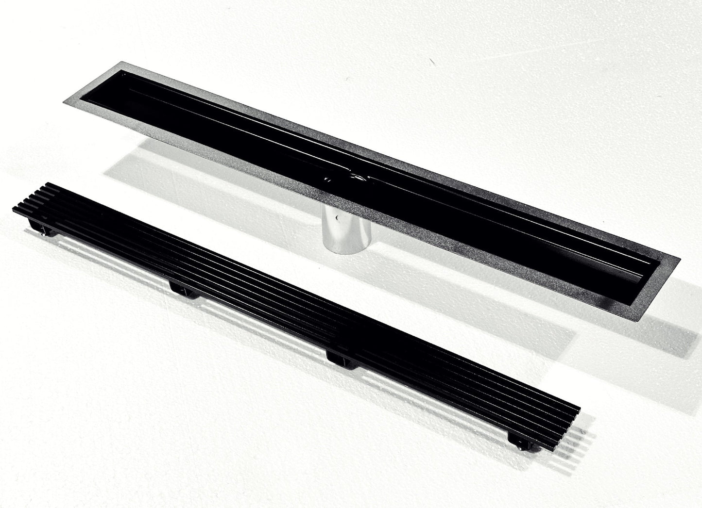 Black Linear Shower Drain Wedge Wire Design, Drains Unlimited