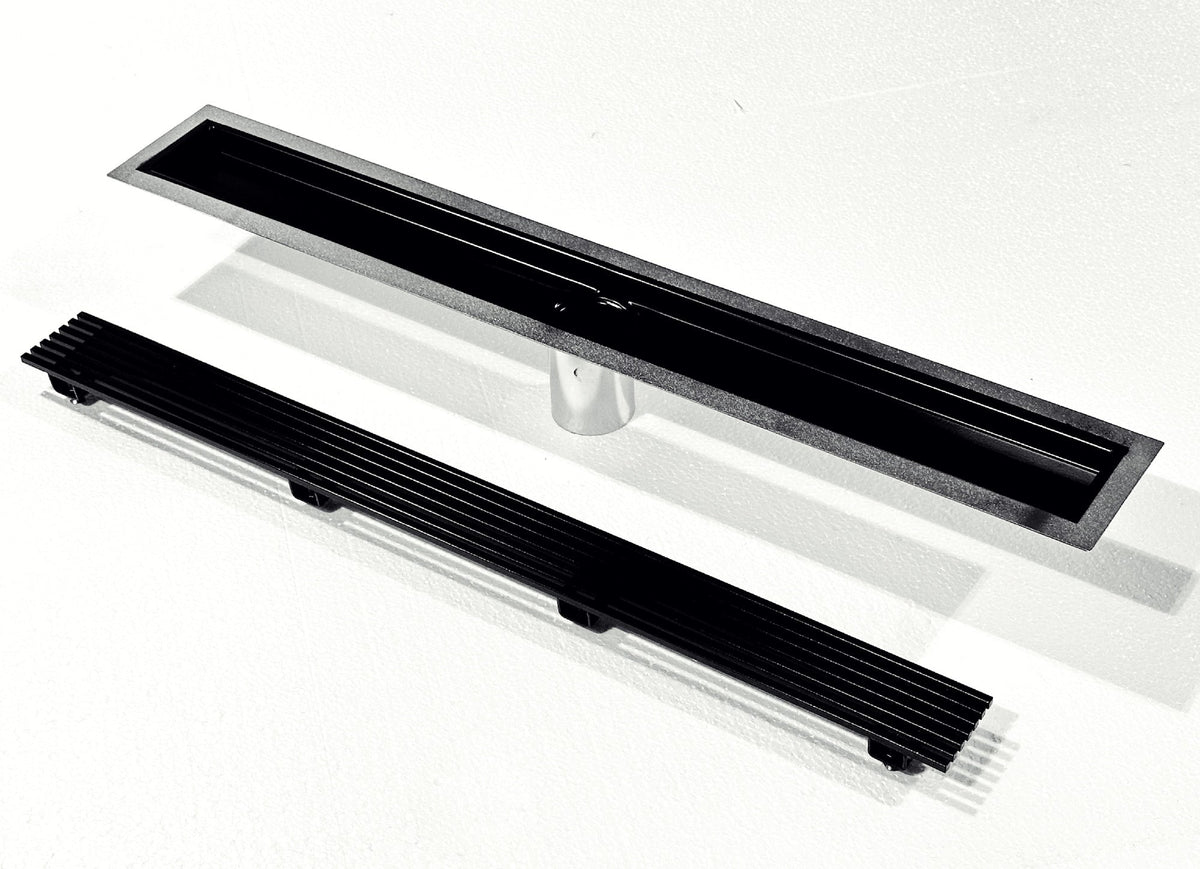 Black Linear Shower Drain Wedge Wire Design, Drains Unlimited – A2Z Remodel