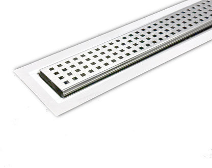 Linear Drain Square Design Brushed Stainless Steel, Drains Unlimited