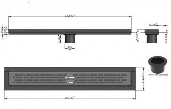 SereneDrains Linear Shower Drain, Polished Chrome, Broken Lane Design
