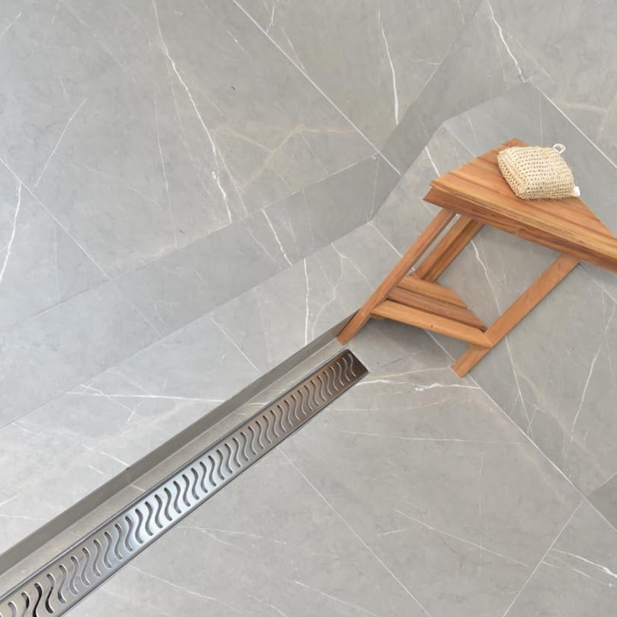 SereneDrains 24 Inch Linear Shower Drain Kit with 2 Inch Drain Flange, Hair Trap | 6 Grate Designs